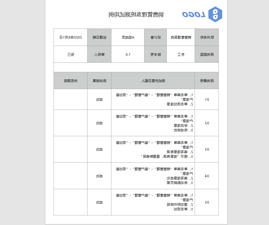 测试用例模板